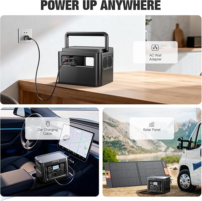 GRECELL H1200 Portable Power Station 1200W, 672Wh LiFePO4 Battery Solar Generator with 10ms UPS