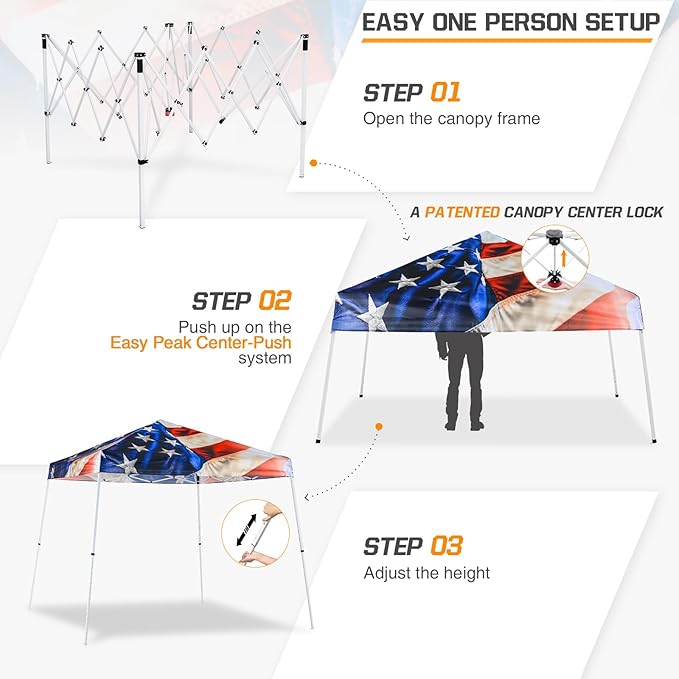 EAGLE PEAK 10x10 Slant Leg Pop-up Canopy Tent Easy One Person Setup Instant Outdoor Beach Canopy