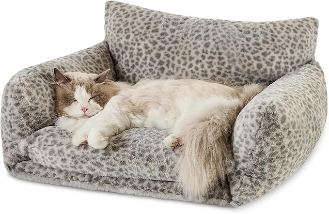 Hollypet Cat Bed Fluffy Plush Mutifuctional Double-Layer Soft Pet Couch Orthopedic Sofa Nest Beds