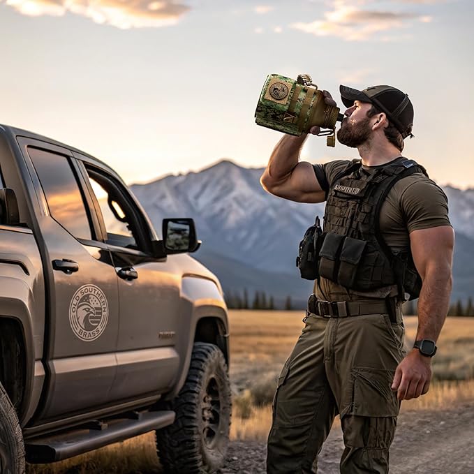 Combat Canteen - 64oz Insulated Water Bottle with Paracord Handle, Stainless Steel Water Jug with