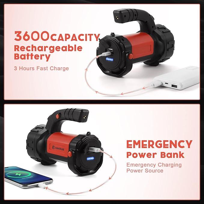 AlpsWolf Camping Lantern Rechargeable, 2 Pack Same LED Flashlight Spotlight Lantern with 800LM