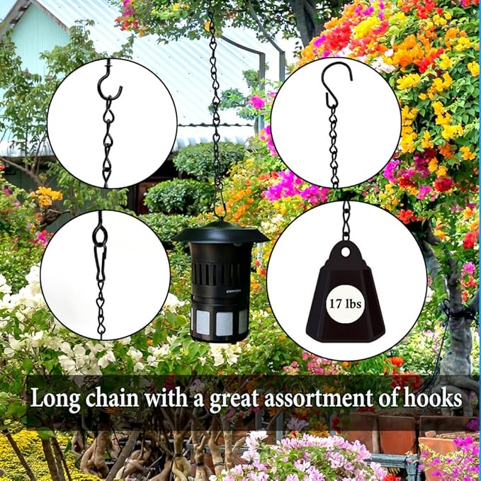 YINGFENG 236 Inch Black Metal Hanging Chains and Hanging Basket Hooks Set for Bird Feeders