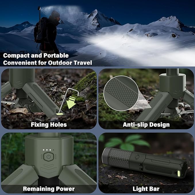 Telescopic Camping Light - 10500mAh Rechargeable Camping Lantern with Storage Bag, Dimmable