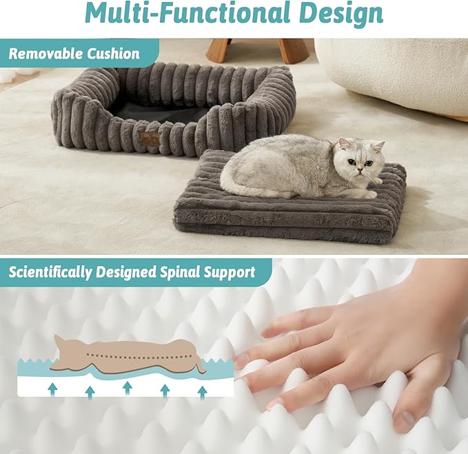 Orthopedic Dog Bed for Small Dogs & Cats - Washable Rectangle Pet Bed with Anti-Slip Bottom, Soft