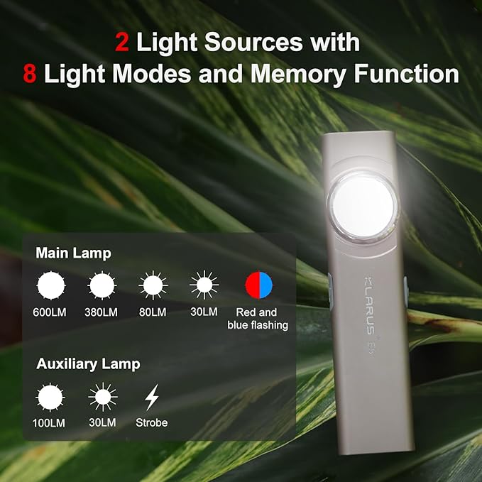 klarus E5 Pocket Flashlight, Rechargeable EDC Flashlight, Super Slim 4.2x1x0.3inch, 600 Lumens