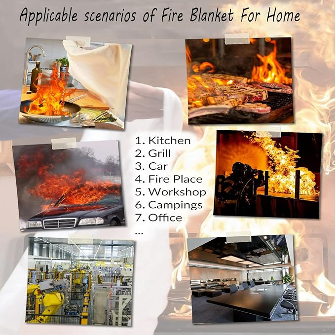 Fire Blanket Kitchen Emergency Blankets with Silicone Coating.Fireproof Blanket Fire Blanket for