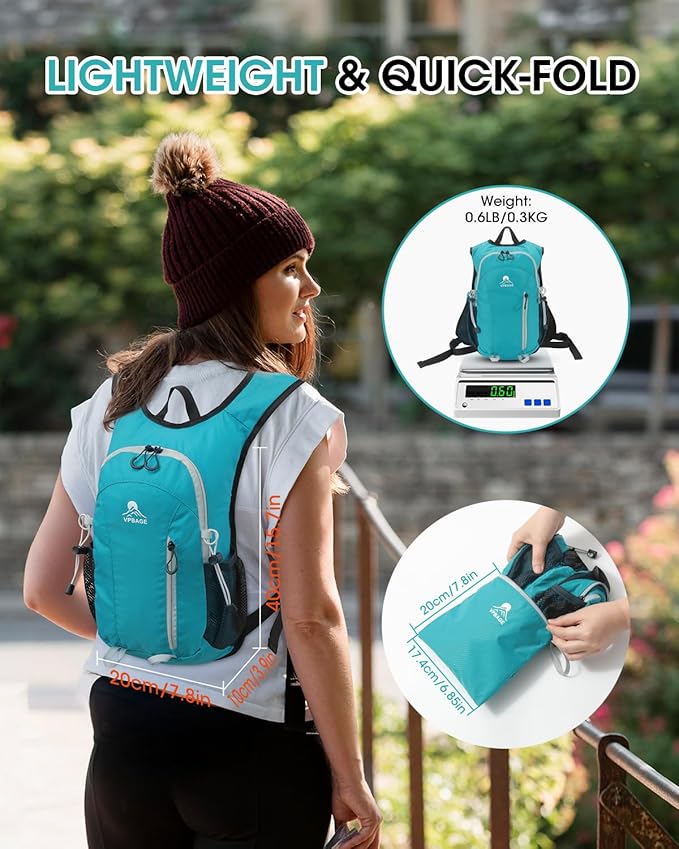 Small Hiking Backpack with Front Phone Holder, Packable Back pack with Chest and Waist Strap