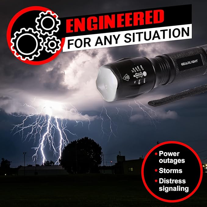 GearLight LED Flashlight Bright, Zoomable Tactical Flashlights with High Lumens and 5 Modes for