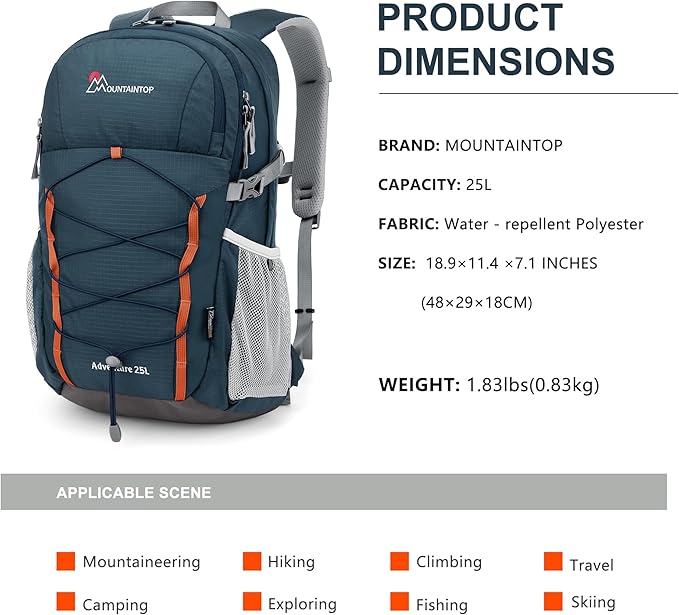 MOUNTAINTOP 25L/40L Hiking Backpack,Lightweight Travel Backpack for Men Women Outdoor Backpacking