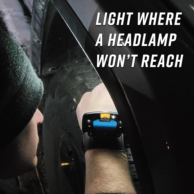 noxgear Wrist Light 500 Lumen Lightweight Hands-Free Flashlight - 100° Wide Flood Beam - USB-C