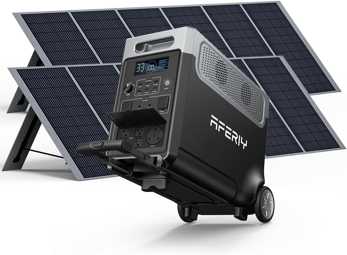 AFERIY Solar Generator 3840Wh Portable Power Station with 2X400W Solar Panel,AC Output with