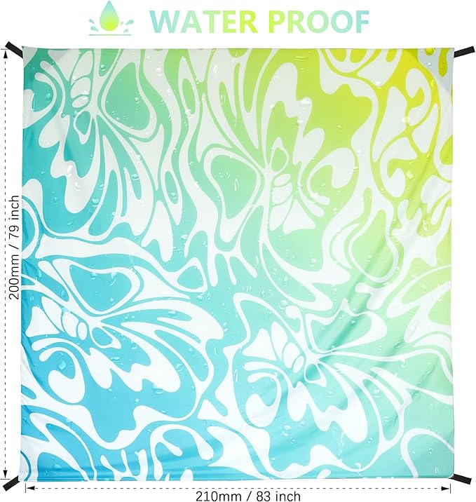 Beach Blanket Waterproof Sandproof Beach Mat 79" X 83"/10'x9'for 2-8 Adults Quick Drying Outdoor