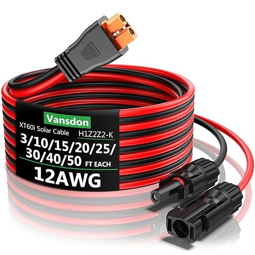 Solar to XT60i Extension Cable 12AWG 3FT XT60i Female to Male Connector for RV Foldable Solar