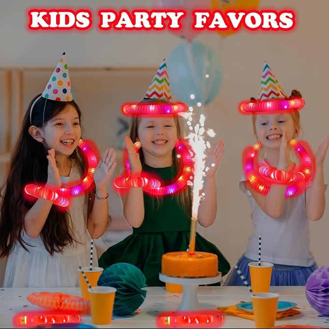 24 PCS Red Glow Sticks Party Favors for Kids, Light Up Necklaces Bracelets Accessories for