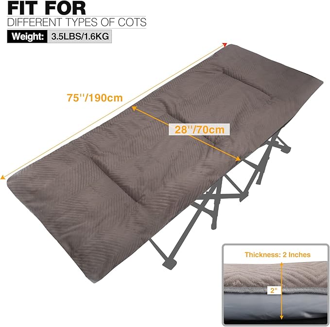 REDCAMP Folding Cot Pads for Sleeping Extra Thick, Soft Comfortable Velvet & Corduroy Cotton