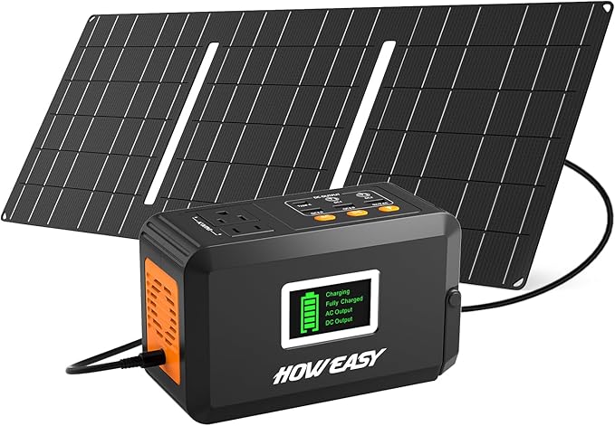 HOWEASY 88.8Wh Solar Generator, Portable Power Station with 30W Solar Panel, 150W Peak Power Bank