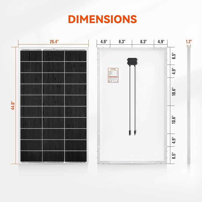 RICH SOLAR 300 Watt 12 Volt 18BB Cell Monocrystalline Solar Panel 2 Pack of 150W N-Type Cells High