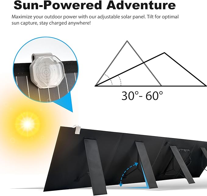 Portable 200 Watt 12V Foldable Solar Panel with Adjustable Kickstands and Waterproof IP65 Design