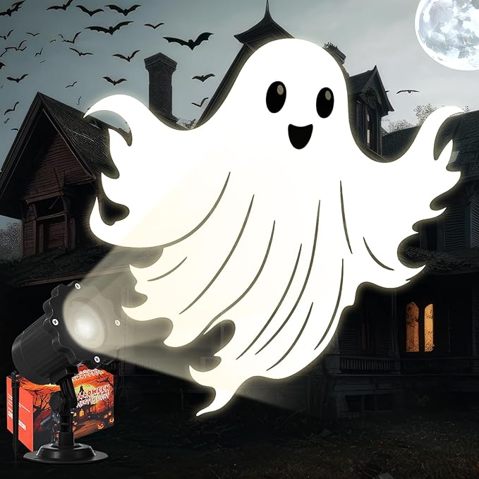 Treela Halloween Projector Lights Outdoor Cute Ghost Lights Decoration Dynamic Outside Indoor LED