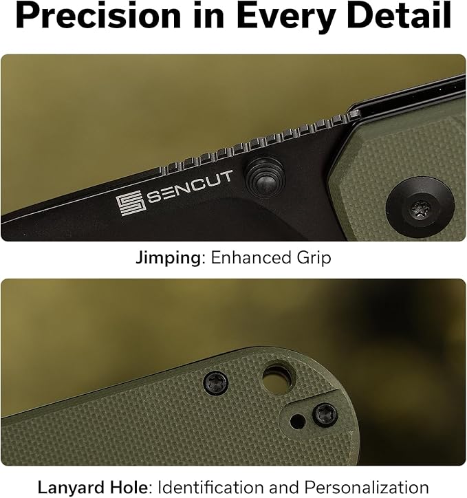 SENCUT Aetheris Pocket Knife, EDC Folding Knife with 3.68'' 9Cr18MoV Blade & G10 Handle, Reversible