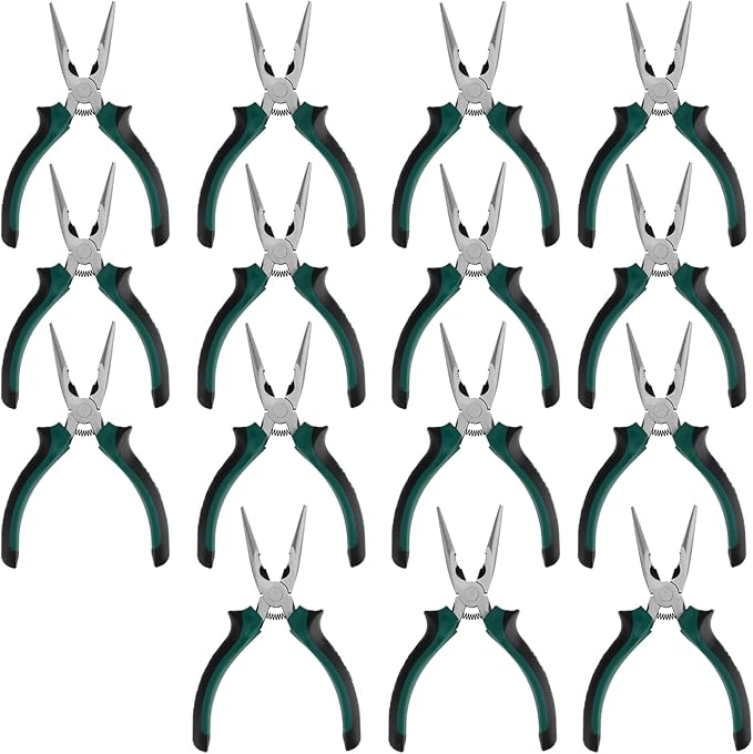 SINJEUN 15 Pack 6 Inch Needle Nose Pliers, Long Needle Nose Pliers with Wire Cutter, Insulated