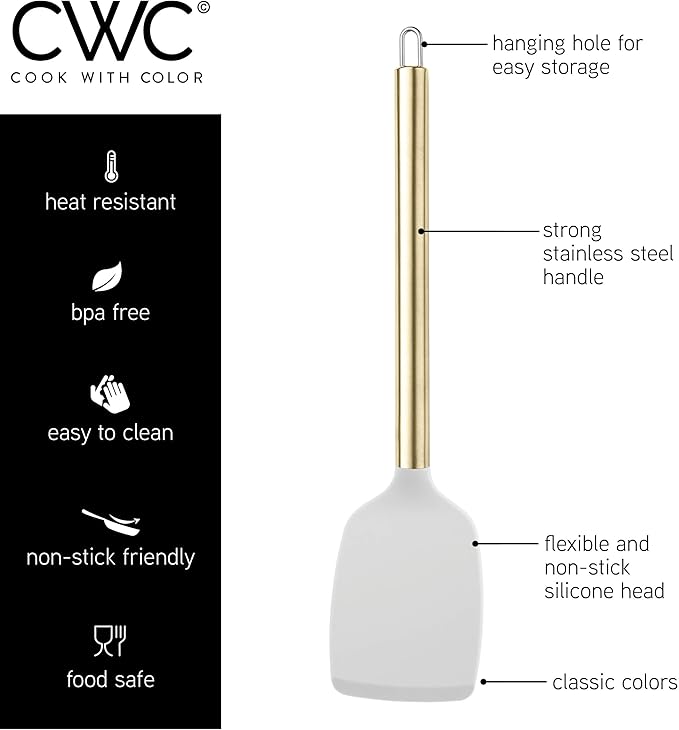 COOK WITH COLOR Silicone Cooking Utensils, Kitchen Utensil Set, Easy to Clean Silicone Kitchen