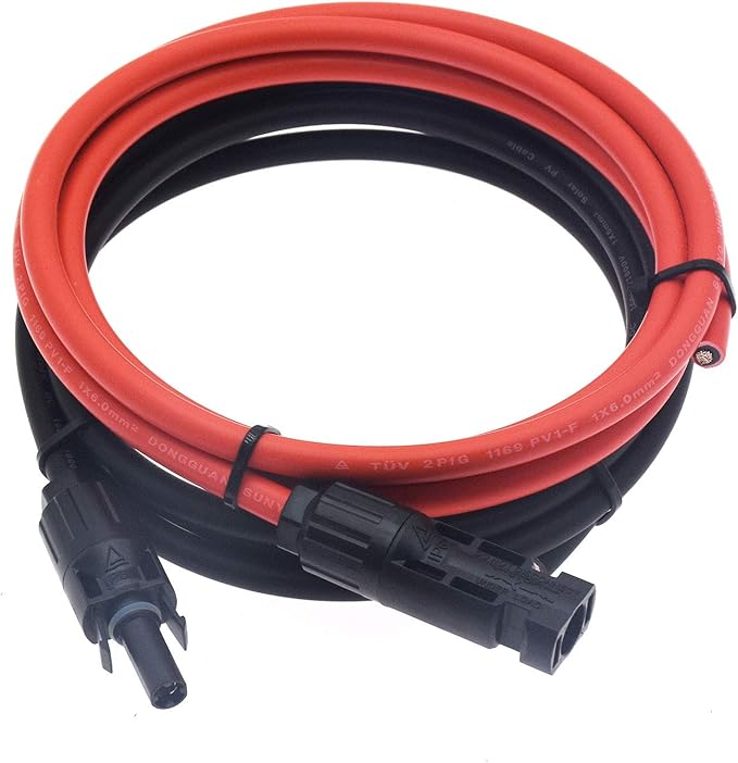 1 Pair Black + Red 10AWG(6mm²) Solar Panel Extension Cable Wire Connector Solar Adaptor Cable with