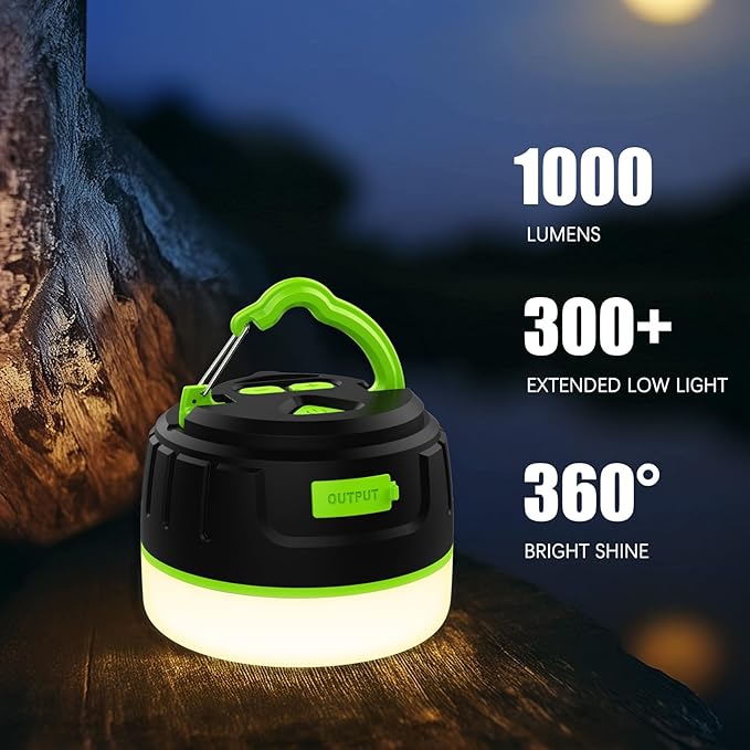 Rechargeable Camping Lantern with 6400mAh Battery, 300 Hour Runtime, 5 Light Modes, Adjustable