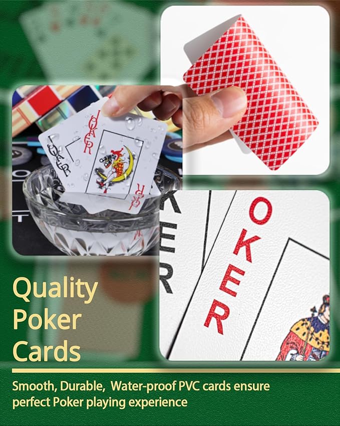 5 in 1 Casino Game Pro Set: 100 Pro Poker Chip, Blackjack+Roulette Wheel+Craps+Texas Holdem+Poker