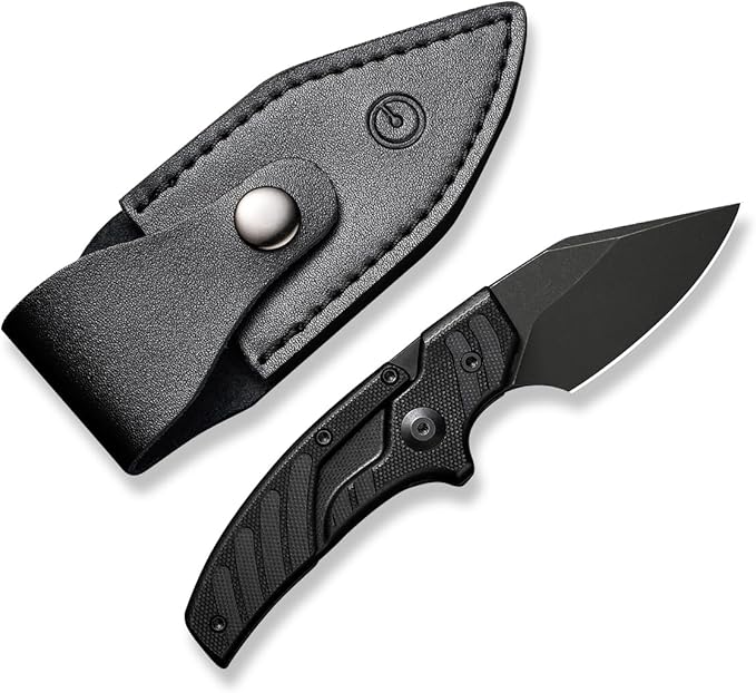 CIVIVI Typhoeus Fixed Blade Knife with Leather Sheath, 2.27" Swedish 14C28N Blade G10 Handle