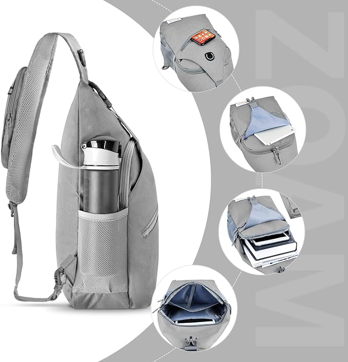 ZOMAKE Sling Bag,Small Crossbody Sling Backpack,Water Resistant Shoulder Daypack for Travel,Anti
