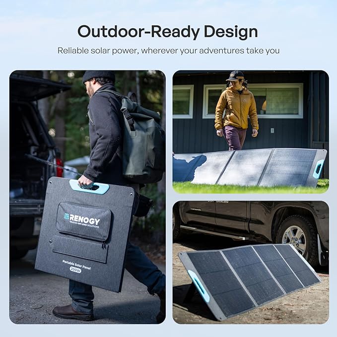 200W Portable Solar Panel, Renogy Solar Panels IP65 Waterproof, 200 Watt Foldable Solar Panel for