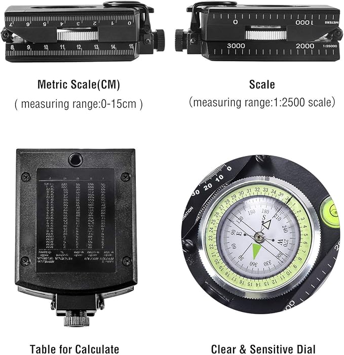 Eyeskey Multifunctional Military Sighting Navigation Compass with Inclinometer | Impact Resistant &