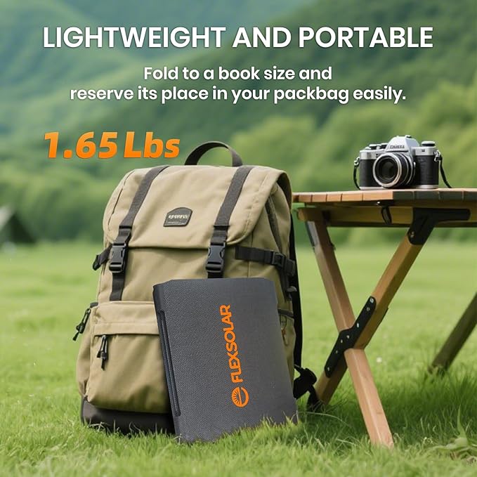 FlexSolar 40W Portable Solar Panel Charger - Upgraded Fast Charging with USB-C PD2.0, QC3.0 & 19V