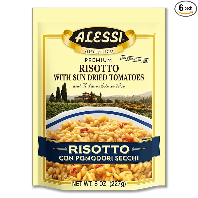 Alessi Autentico, Premium Seasoned Risotto, Italian Arborio Rice, Easy to Prepare, 8oz (Sun Dried
