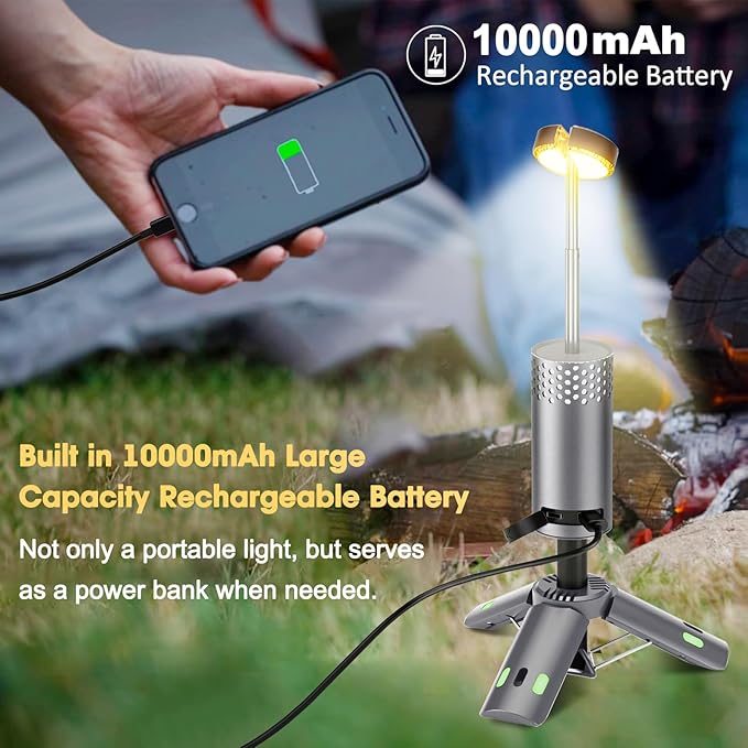 Camping Lights Rechargeable, Detachable Camping Lantern with Stand, Telescopic Waterproof Camp