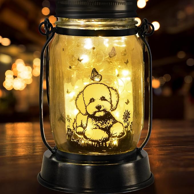 Bichon Dog Gifts for Women/Men Bichon Frise Solar Lanterns Birthday Dog Lovers Lantern Pet Loss Dog