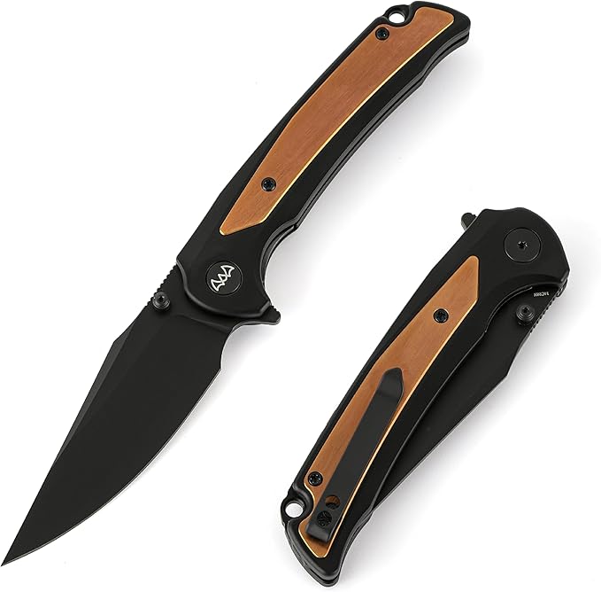 EDC Pocket Knife, 3.6" 14C28N Aluminium With Steel Inlay Handle, Folding Knife for Camping Hiking
