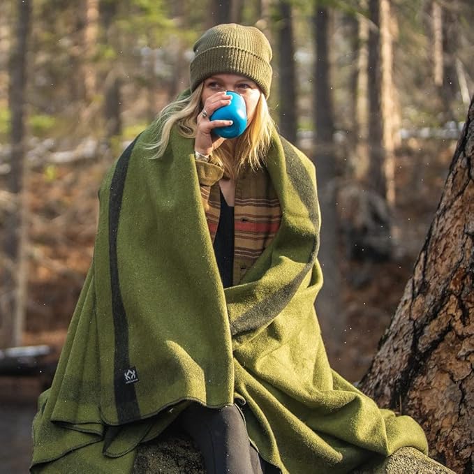 Arcturus Rainier Wool Blanket - 4.5lbs Warm, Heavy, Washable, Large | Great for Camping, Outdoors
