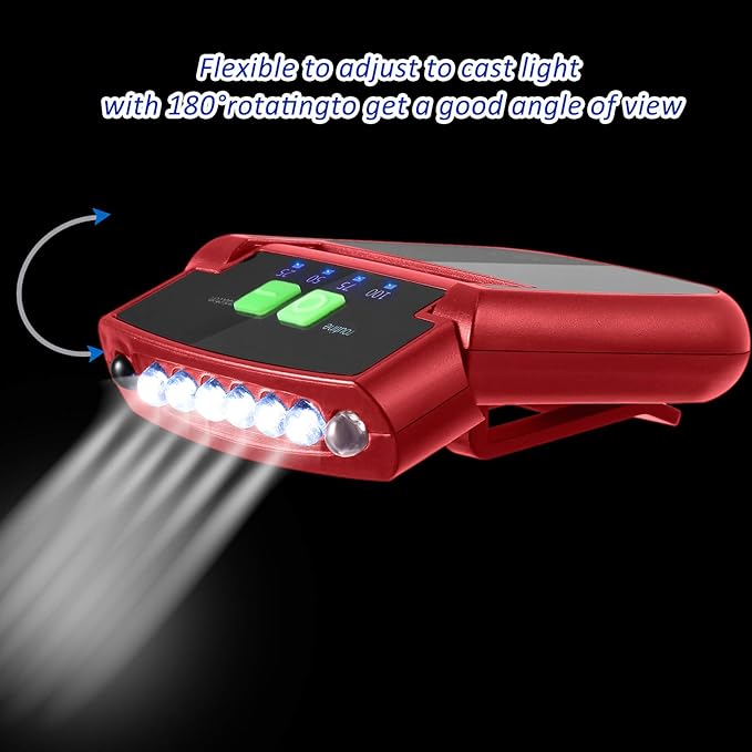 Mudder LED Clip on Cap Lights USB Rechargeable Cap Flashlight Clip Waterproof Ultra Bright Hat