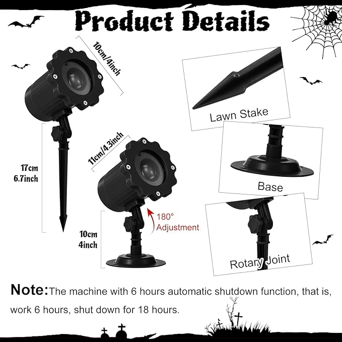 Treela Halloween Projector Lights Outdoor Indoor Dynamic Ghost Skull Lights Decoration Outside LED
