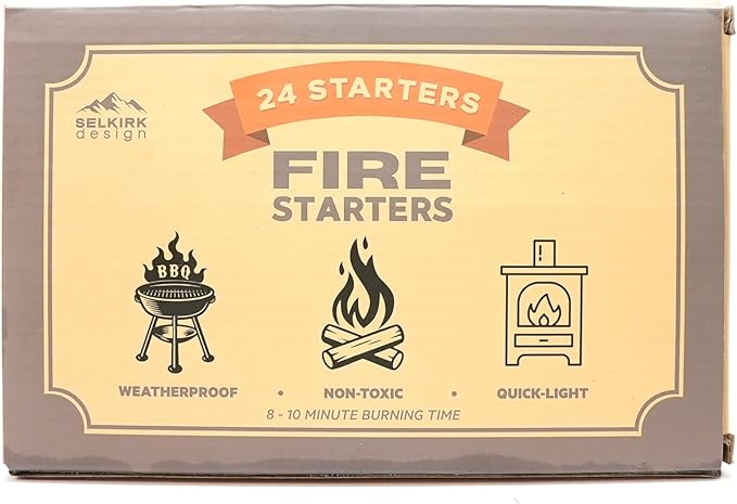 Fire Starters ??24-Pack | Non-Toxic, Odorless & Weatherproof Fire Starters for Camping, Fireplace