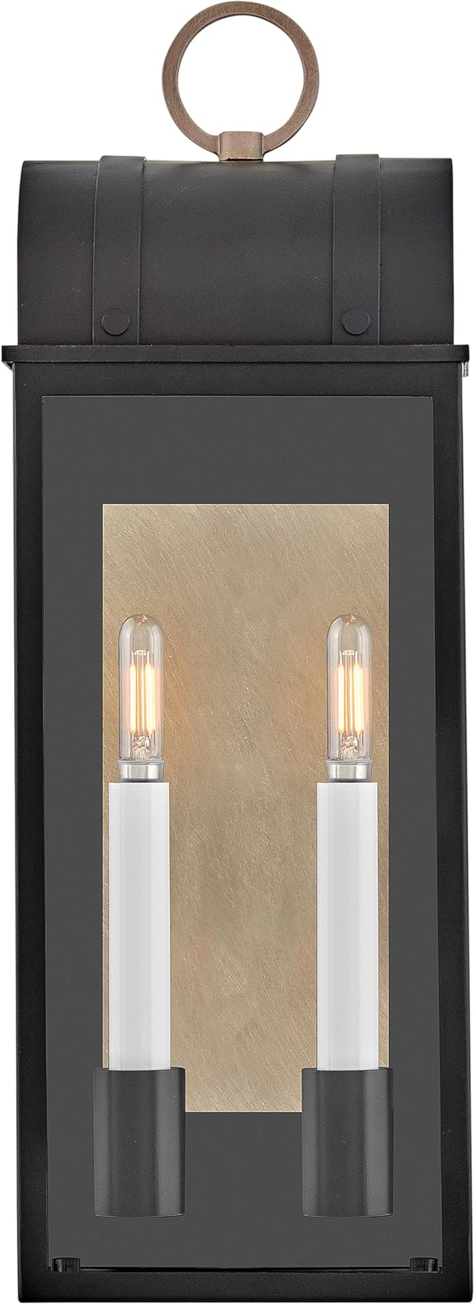 Hinkley Campbell Two Light Medium Outdoor Wall Mount Lantern - Wet Rated, Aluminum - Black Finish