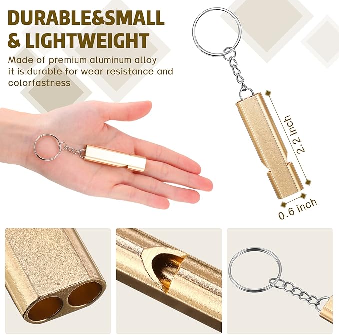 12 Pcs 1.5 Inch Loud Bear Bell with Whistle Set for Hikers Solid Brass Emergency 3 in 1 Bear Bells