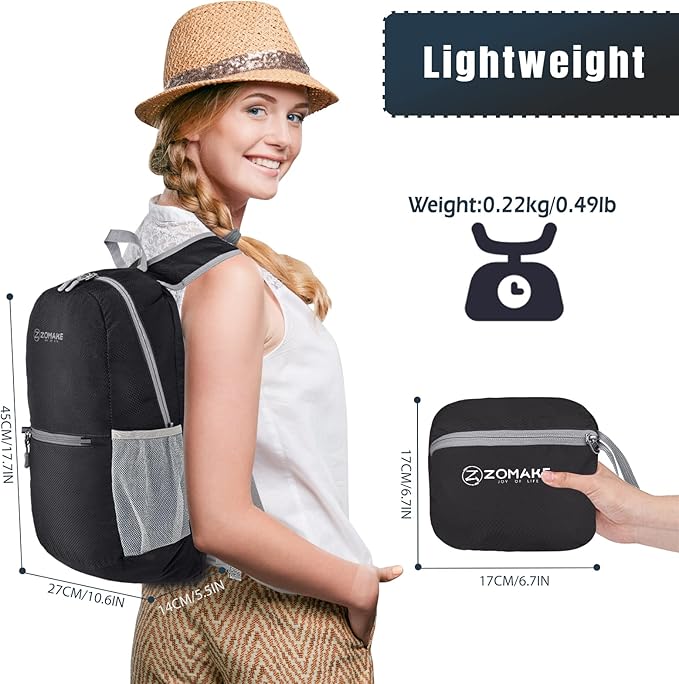 ZOMAKE Ultra Lightweight Hiking Backpack 20L, Packable Small Backpacks Water Resistant Daypack for