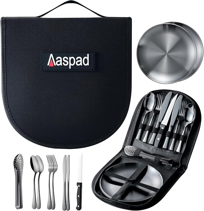 Picnic Cutlery Kit with Portable Case Camping Essentials Silverware Set Travel Utensils Outdoor