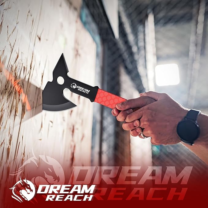 Dream Reach Throwing Axe Set - 3PCS Full Tang Throwing Hatchets with TPR Rubber Sleeve and