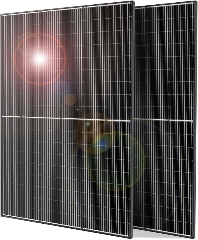 DOKIO 800W (2×400W) Monocrystalline Solar Panels 12/24V, 3 m Leads Each for Yard/Garden - Backyard