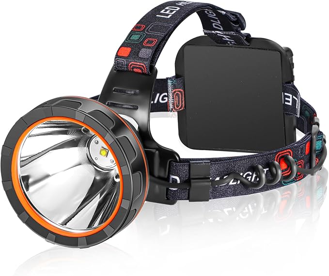 LED Rechargeable Headlamp, Super Bright Waterproof Headlight Spotlight, Hard Hat Flashlight for