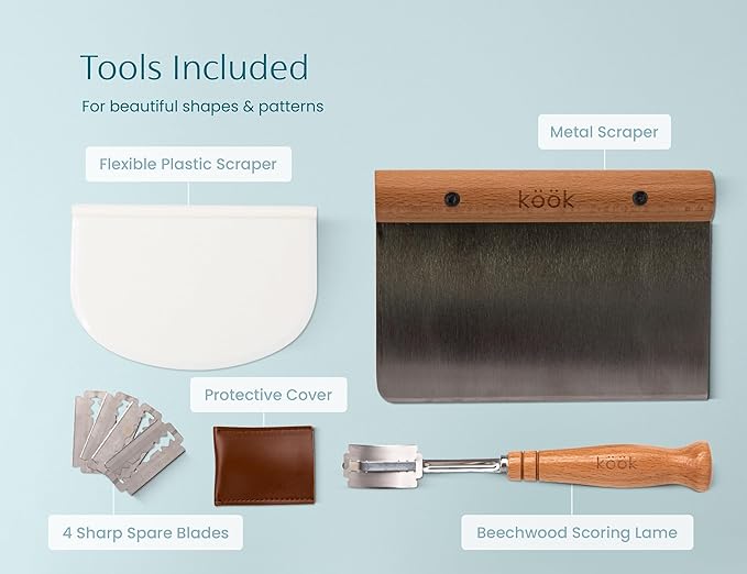 Kook Dutch Oven with Lid, Sourdough Bread Baking Supplies, Banneton Bread Proofing Set, Dual